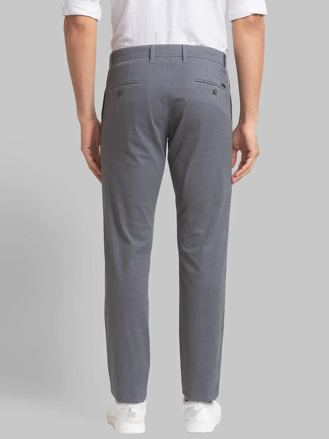Men Grey Lrt Fit Print Cotton Blend Trouser