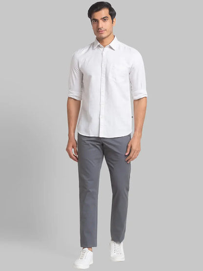 Men Grey Lrt Fit Print Cotton Blend Trouser