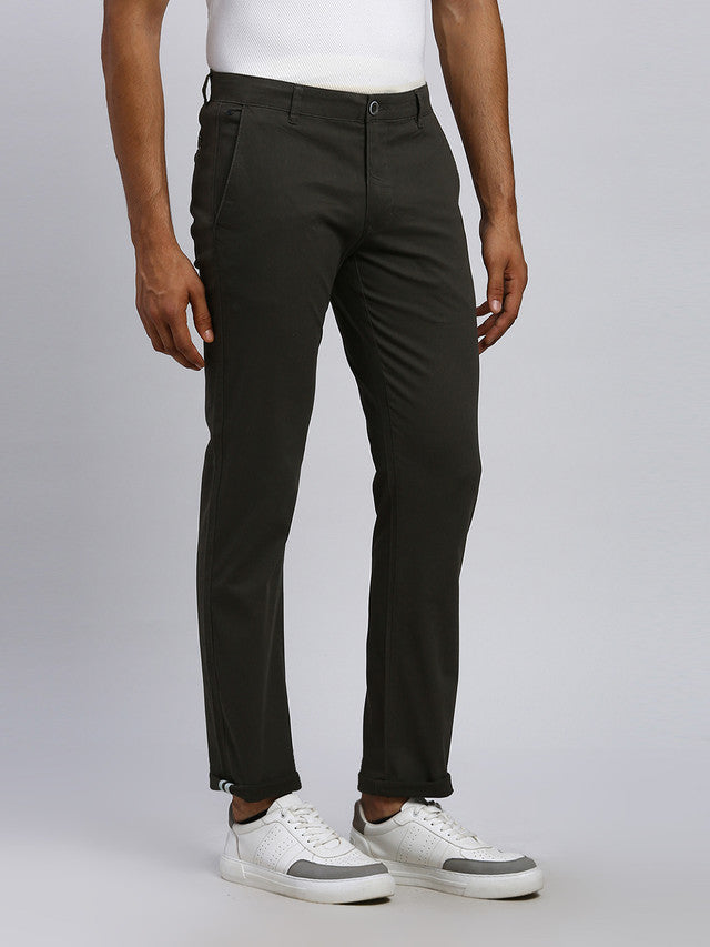 Parx Men Green Solid Tapered Fit Trouser