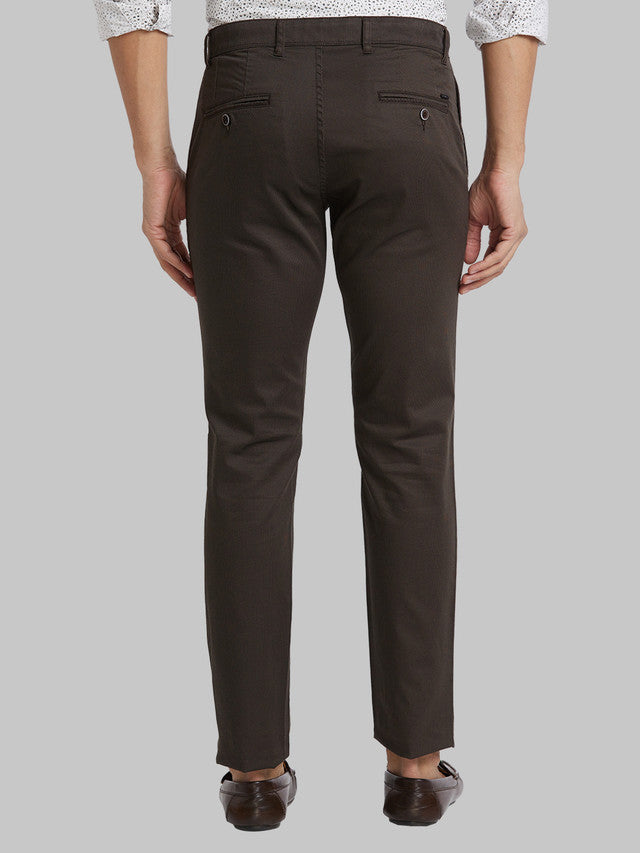Parx Men Brown Printed Tapered Fit Trouser