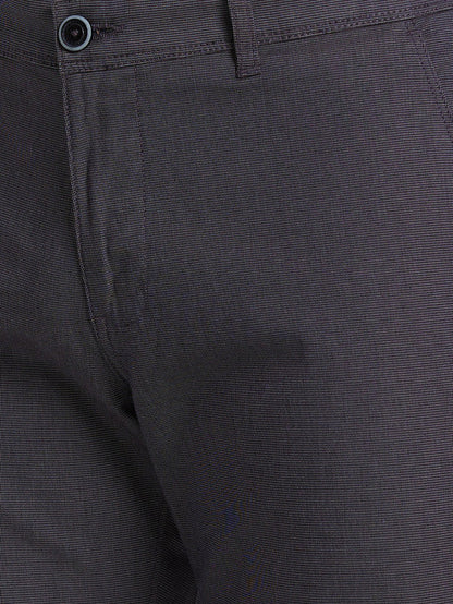Parx Men Black Yarn Dyed Tapered Fit Trouser