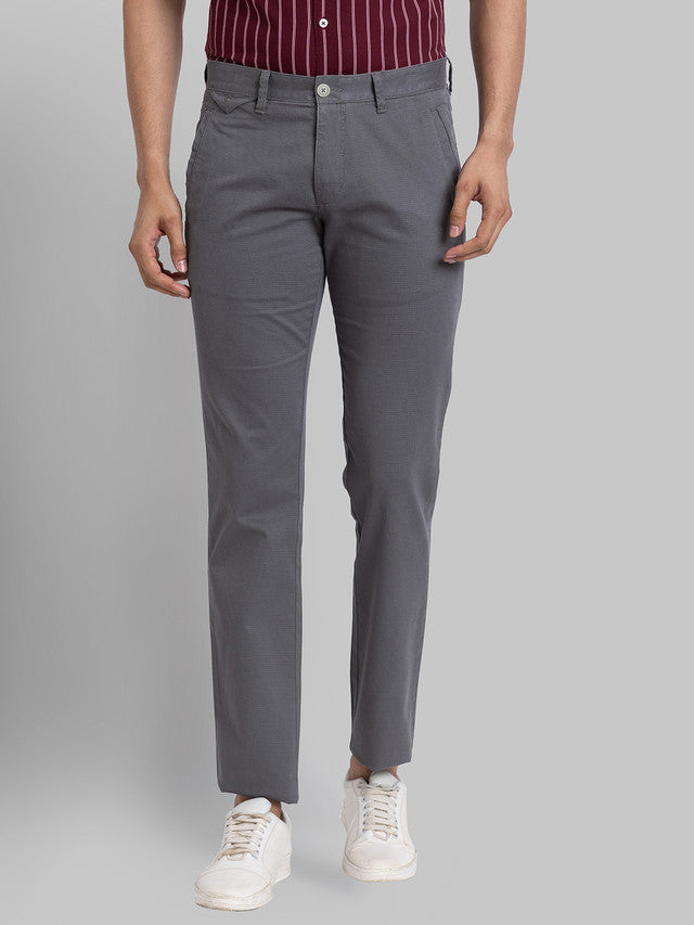 Parx Men Grey Printed Tapered Fit Trouser