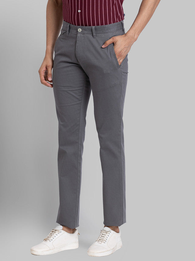 Parx Men Grey Printed Tapered Fit Trouser