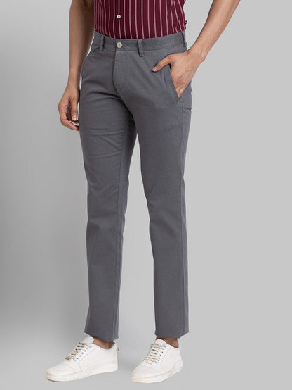 Parx Men Grey Printed Tapered Fit Trouser