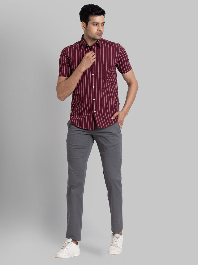 Parx Men Grey Printed Tapered Fit Trouser