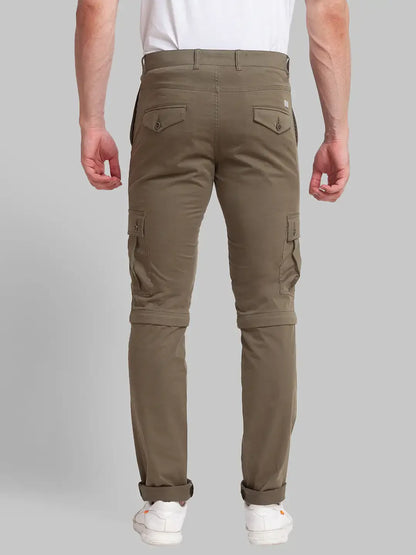 Men Green Lrt Fit Solid Cotton Blend Trouser