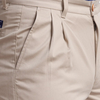 Men Khaki Carrot Fit Solid Cotton Blend Trouser