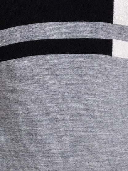 Parx Men Grey Intarsia Acrylic Sweater