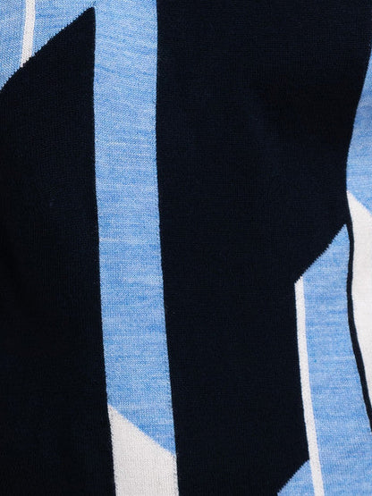 Parx Men Blue Intarsia Acrylic Sweater
