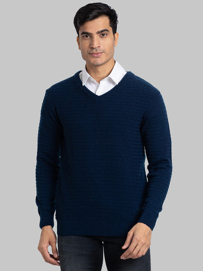 Parx Men Blue Structure Acrylic Sweater