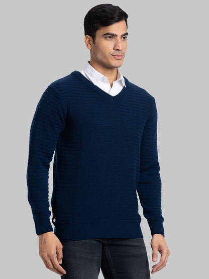 Parx Men Blue Structure Acrylic Sweater