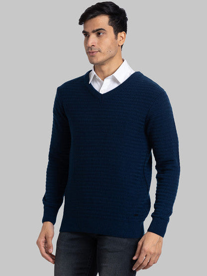 Parx Men Blue Structure Acrylic Sweater