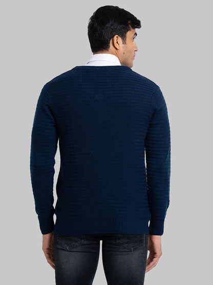 Parx Men Blue Structure Acrylic Sweater