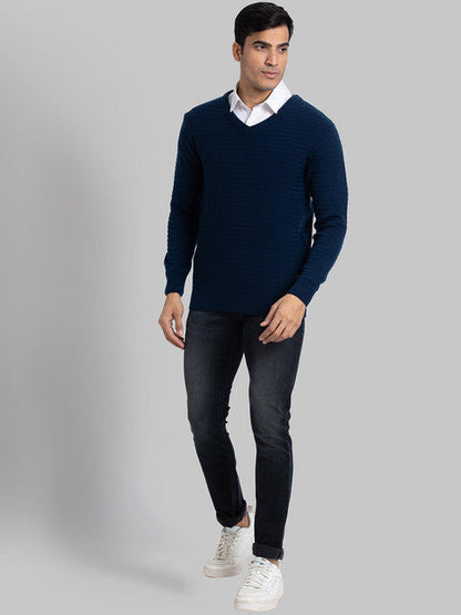 Parx Men Blue Structure Acrylic Sweater