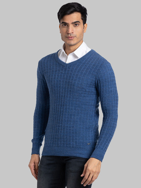 Parx Men Blue Structure Acrylic Sweater
