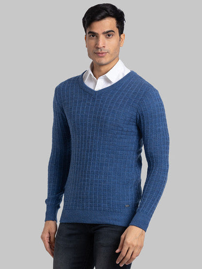 Parx Men Blue Structure Acrylic Sweater