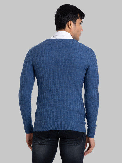 Parx Men Blue Structure Acrylic Sweater