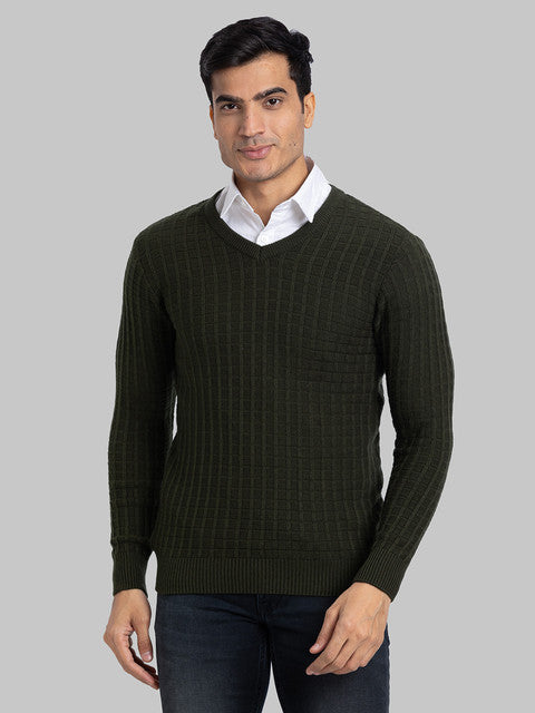 Parx Men Green Structure Acrylic Sweater