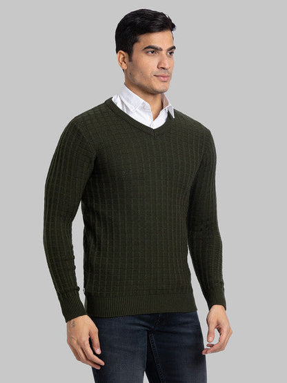 Parx Men Green Structure Acrylic Sweater