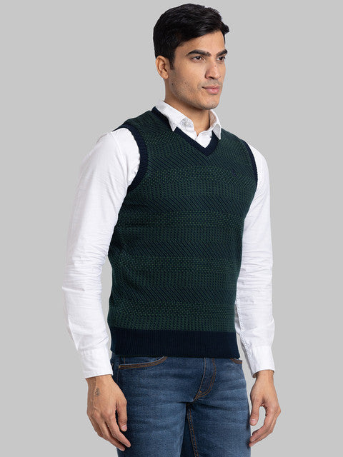 Parx Men Green Solid Acrylic Sweater