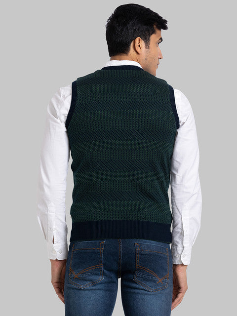 Parx Men Green Solid Acrylic Sweater