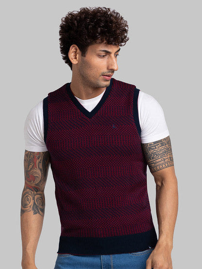 Parx Men Red Solid Acrylic Sweater