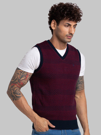 Parx Men Red Solid Acrylic Sweater