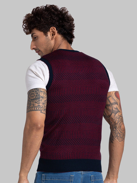 Parx Men Red Solid Acrylic Sweater