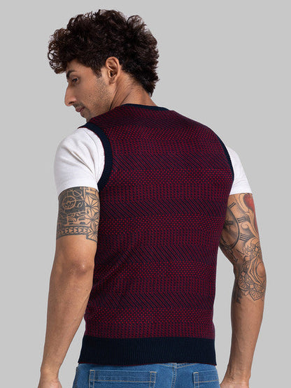 Parx Men Red Solid Acrylic Sweater