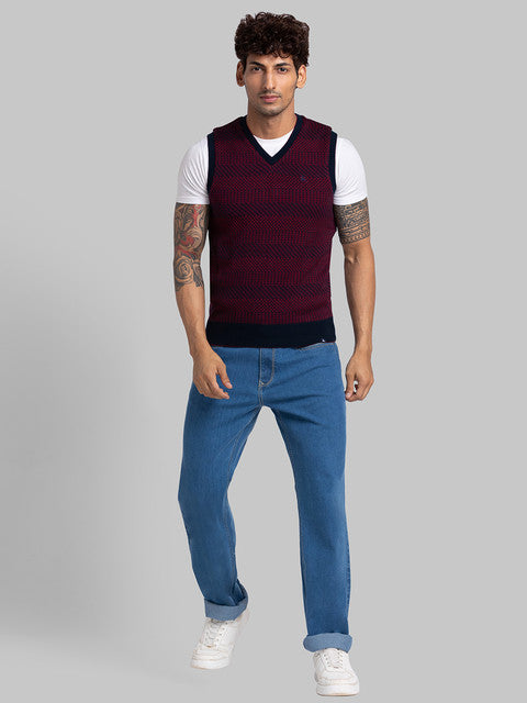 Parx Men Red Solid Acrylic Sweater