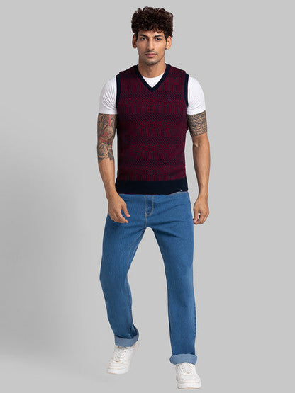 Parx Men Red Solid Acrylic Sweater
