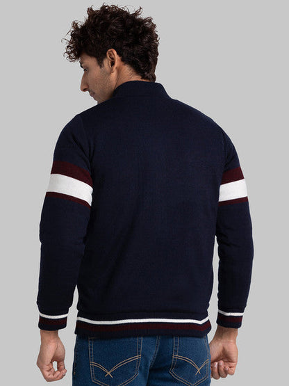 Parx Men Maroon Intarsia Acrylic Sweater