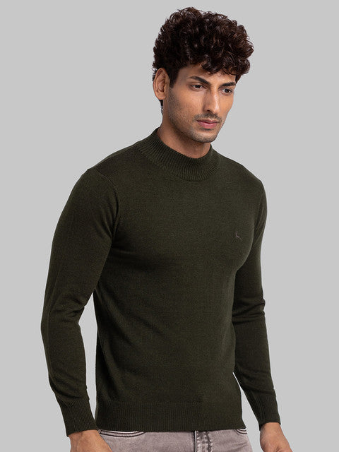 Parx Men Green Solid Acrylic Blend Sweater