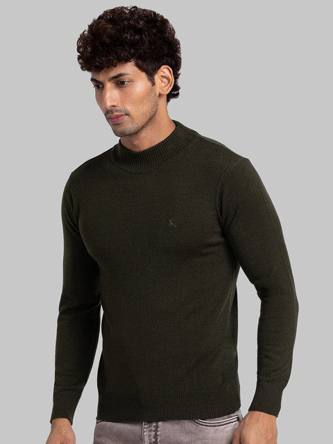 Parx Men Green Solid Acrylic Blend Sweater