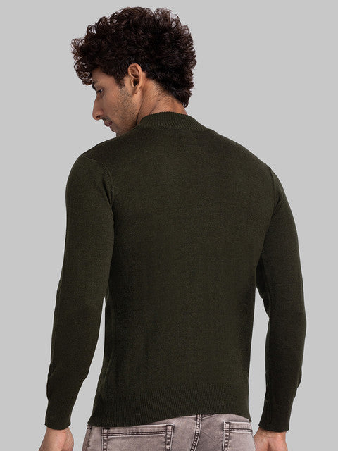 Parx Men Green Solid Acrylic Blend Sweater