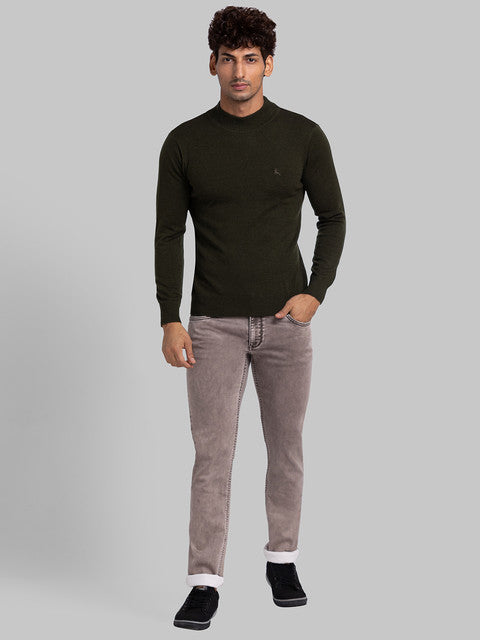 Parx Men Green Solid Acrylic Blend Sweater