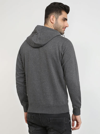 Parx Men Grey Solid Regular Fit Cotton Blend Full Sleeve High Neck Collar Sweatshirt