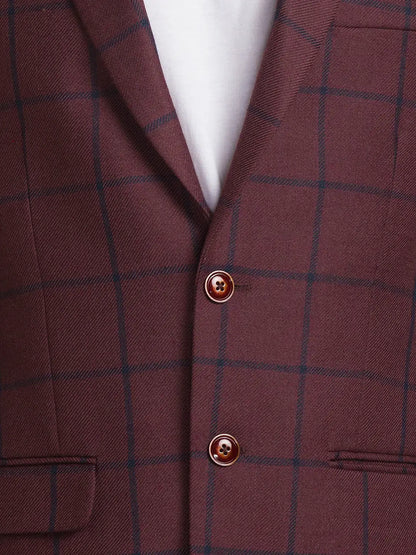 Men Maroon Regular Fit Checks Polyester Blend Jackets