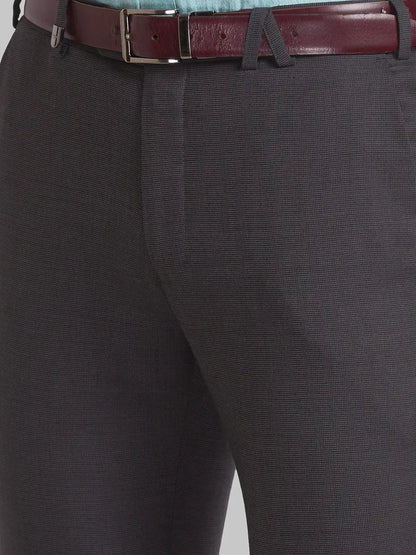 Men Grey Super Slim Fit Structure Polyester Blend Trouser