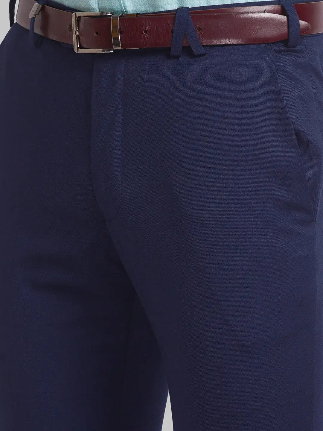 Men Blue Super Slim Fit Solid Polyester Blend Trouser