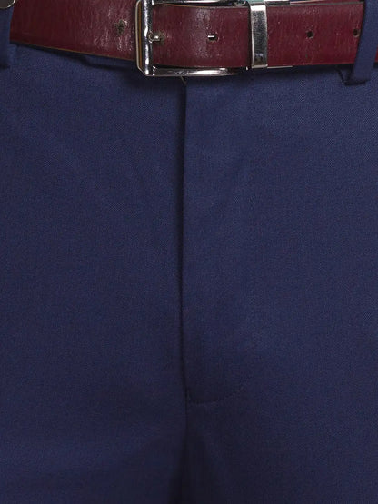 Men Blue Super Slim Fit Solid Polyester Blend Trouser
