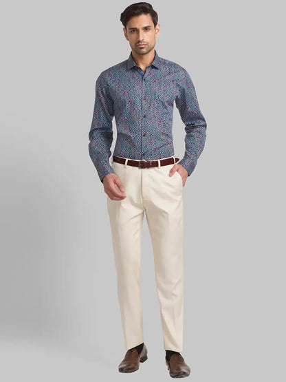 Men Blue Contemporary Fit Print Cotton Shirts