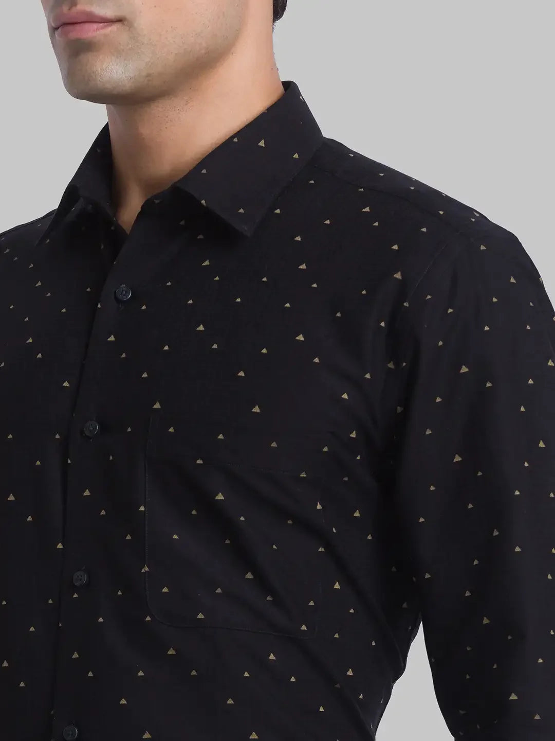 Men Black Contemporary Fit Jacquard Cotton Shirts