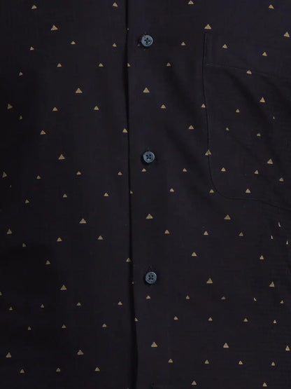 Men Black Contemporary Fit Jacquard Cotton Shirts