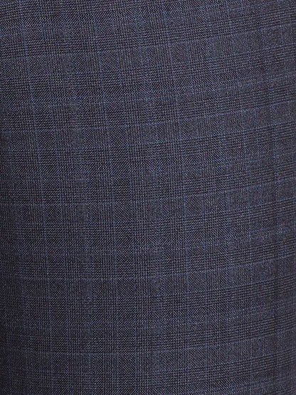 Men Grey Slim Fit Checks Terry Rayon Blend Trouser