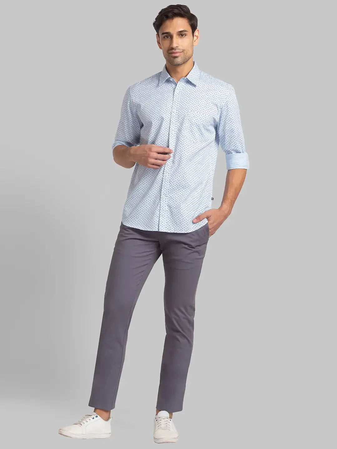 Men Blue Slim Fit Print Cotton Full Sleeve Shirts