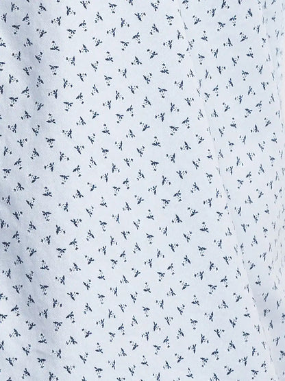 Men Blue Slim Fit Print Cotton Full Sleeve Shirts