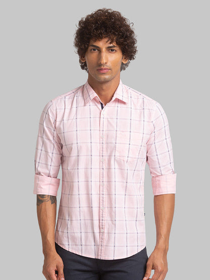 Parx Men Pink Printed Slim Fit Cotton Casual Shirt