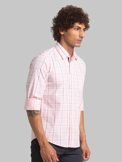 Parx Men Pink Printed Slim Fit Cotton Casual Shirt