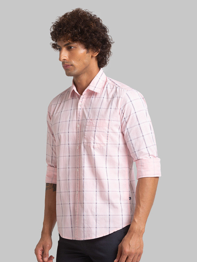 Parx Men Pink Printed Slim Fit Cotton Casual Shirt